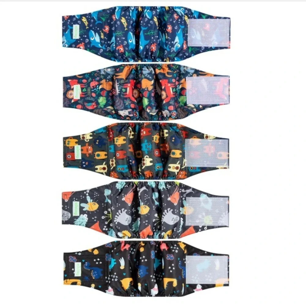 Wegrecco 5 Pc Male Dog Sz Large Belly Bands High Absorbency Pee Diaper Reusable‎